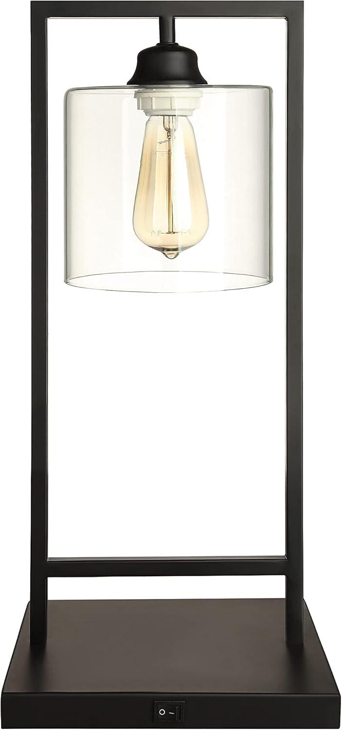 Black Metal Frame Table Lamp with Clear Glass Shade