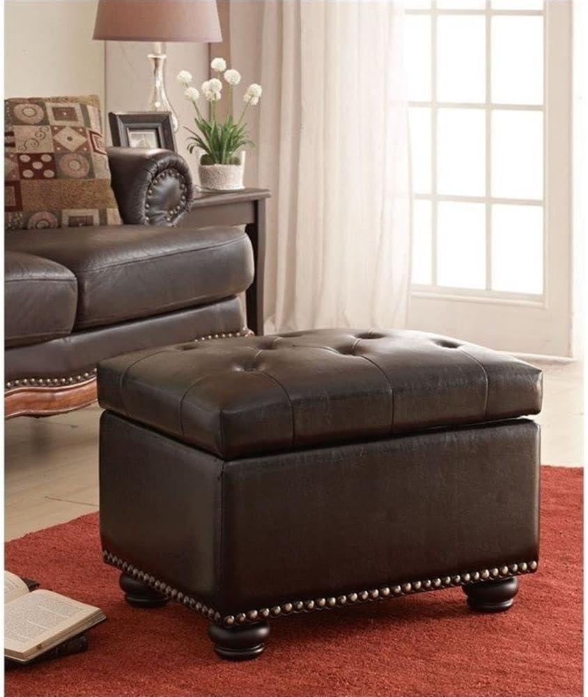 Designs4Comfort 5th Avenue Storage Ottoman in Espresso Faux Leather