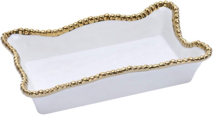 Golden Salerno Porcelain Dinner Napkin/Guest Towel Holder