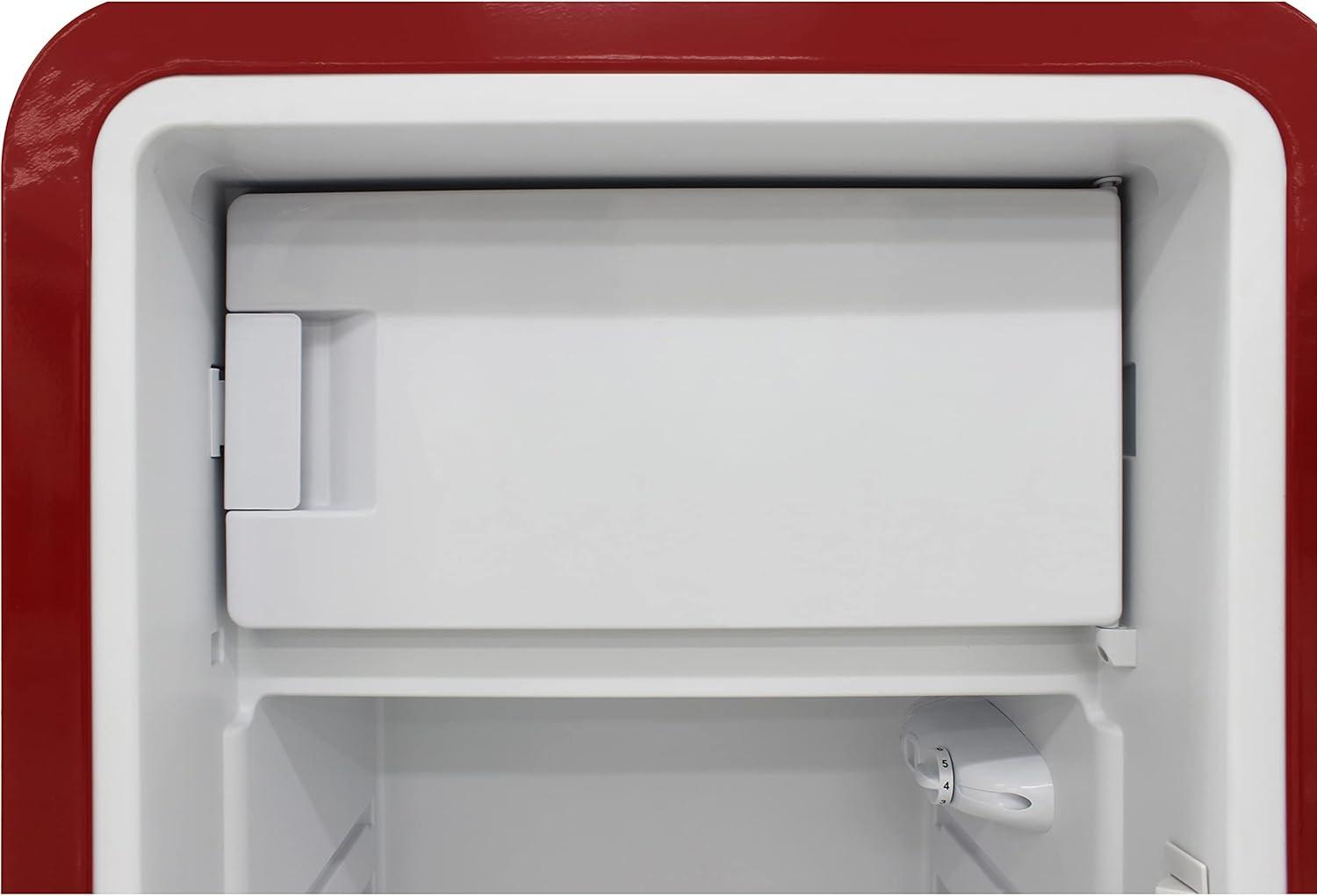 Brama 9.2 Cu.Ft. Retro Red Top-Freezer Refrigerator with Solid Steel Door