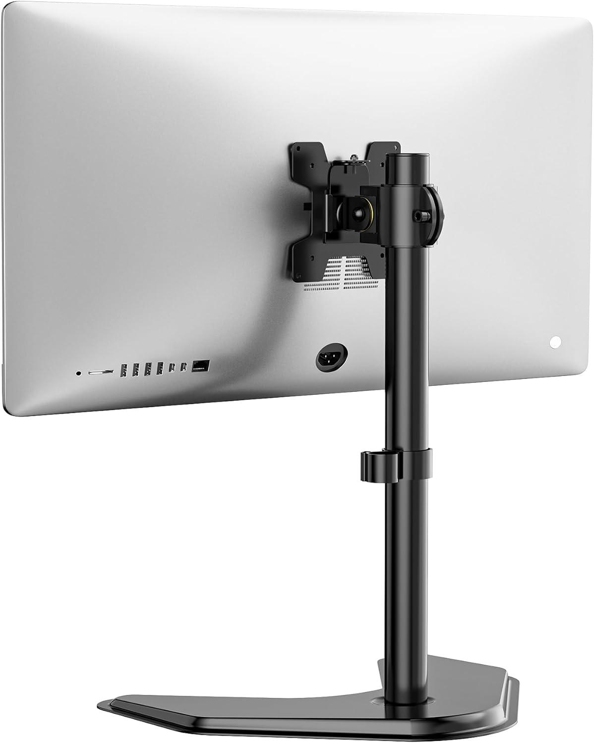 Adjustable Black Steel Single Monitor Stand with Riser