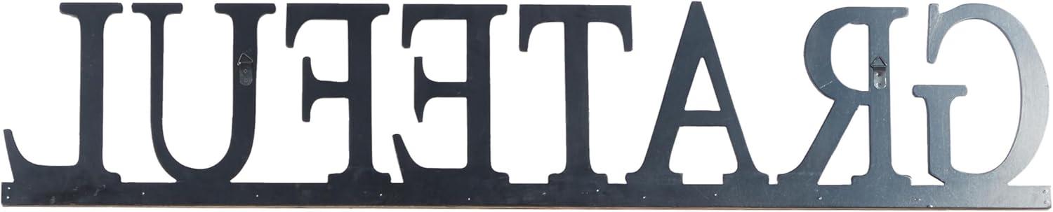 DecMode Black Wood Grateful Sign Wall Decor