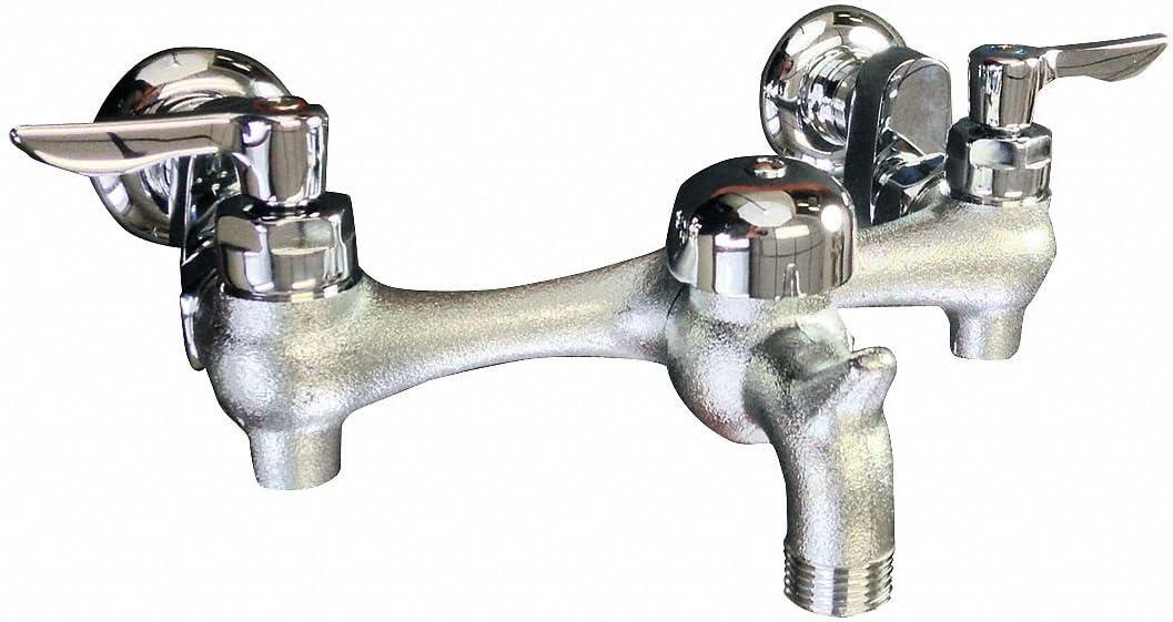 Rough Chrome Double Handle Wall-Mount Utility Faucet