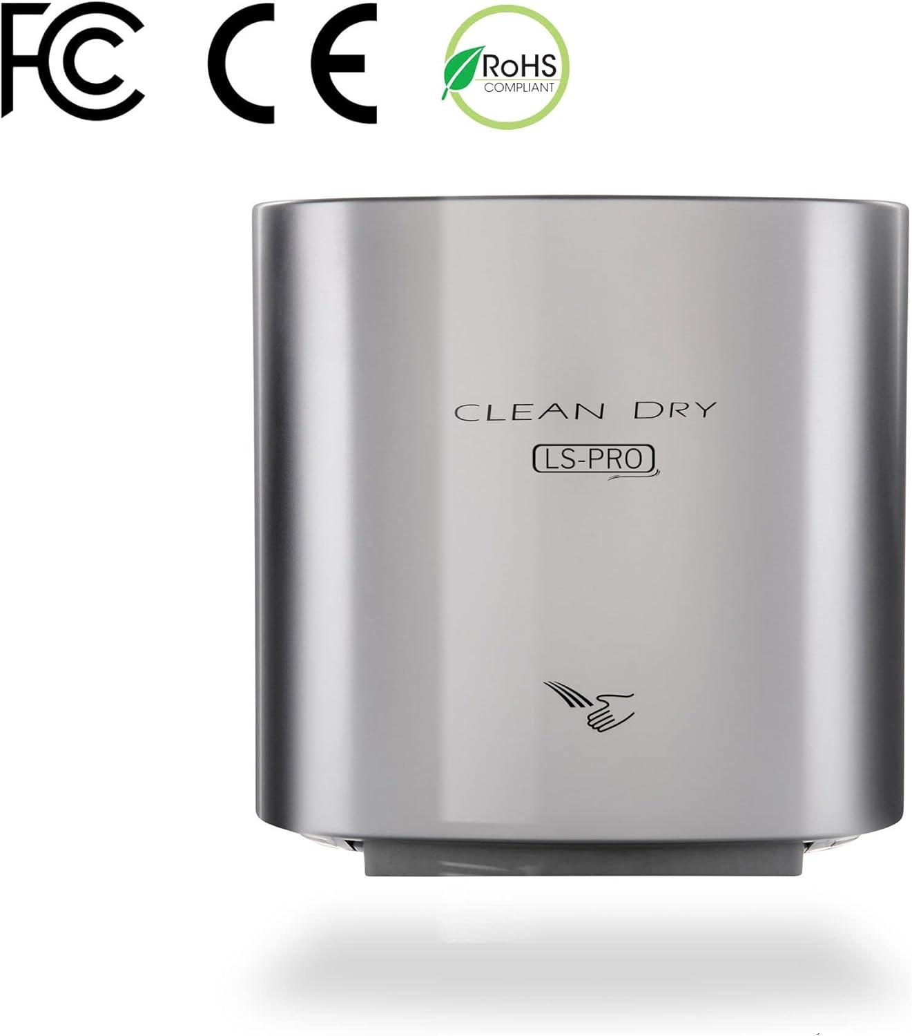 LS-PRO Automatic Hand Dryer for Commercial Bathrooms. High Speed Hot Air, Dry Hands in 7s. No Touch Operation with Infrared Sensor. Easy & Fast Installation. Low Noise 60 dB. 1 year warranty