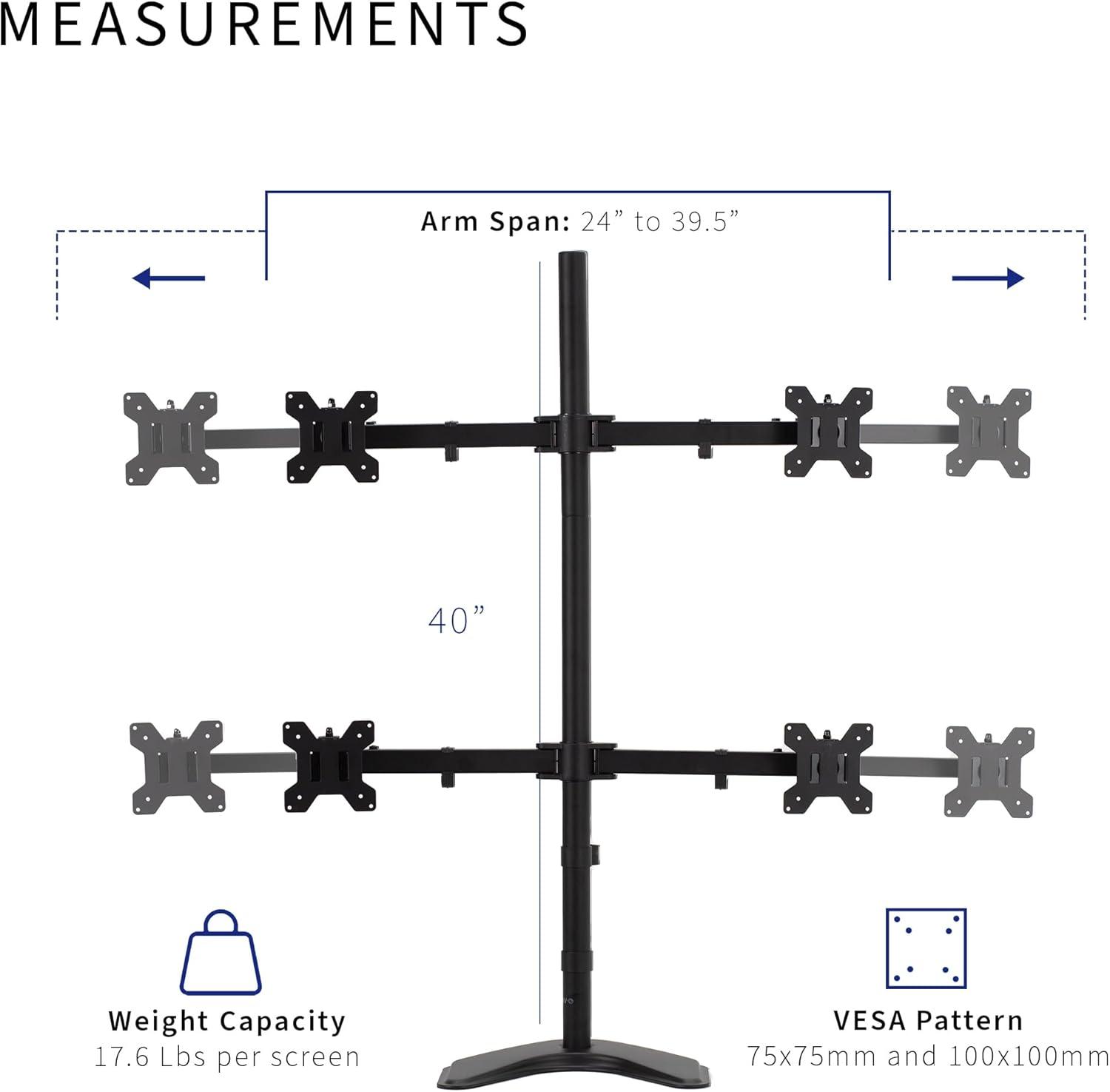 VIVO Telescoping Quad Ultra Wide 27" to 38" Monitor Freestanding Desk Stand