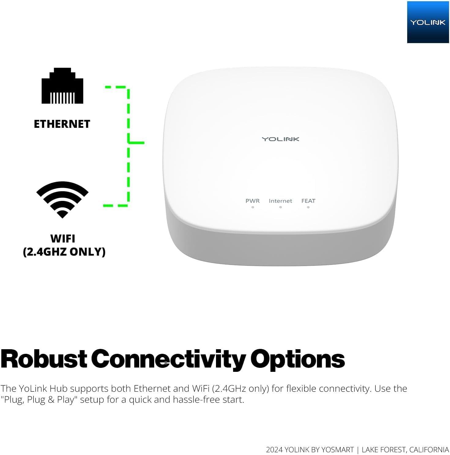 YoLink Smart Home Starter Kit: Hub & 2-Pack Water Leak Sensor 1, LoRa Up to 1/4 Mile Open-Air Range, SMS/Text, Email & Push Notifications, w/Alexa, IFTTT, Home Assistant