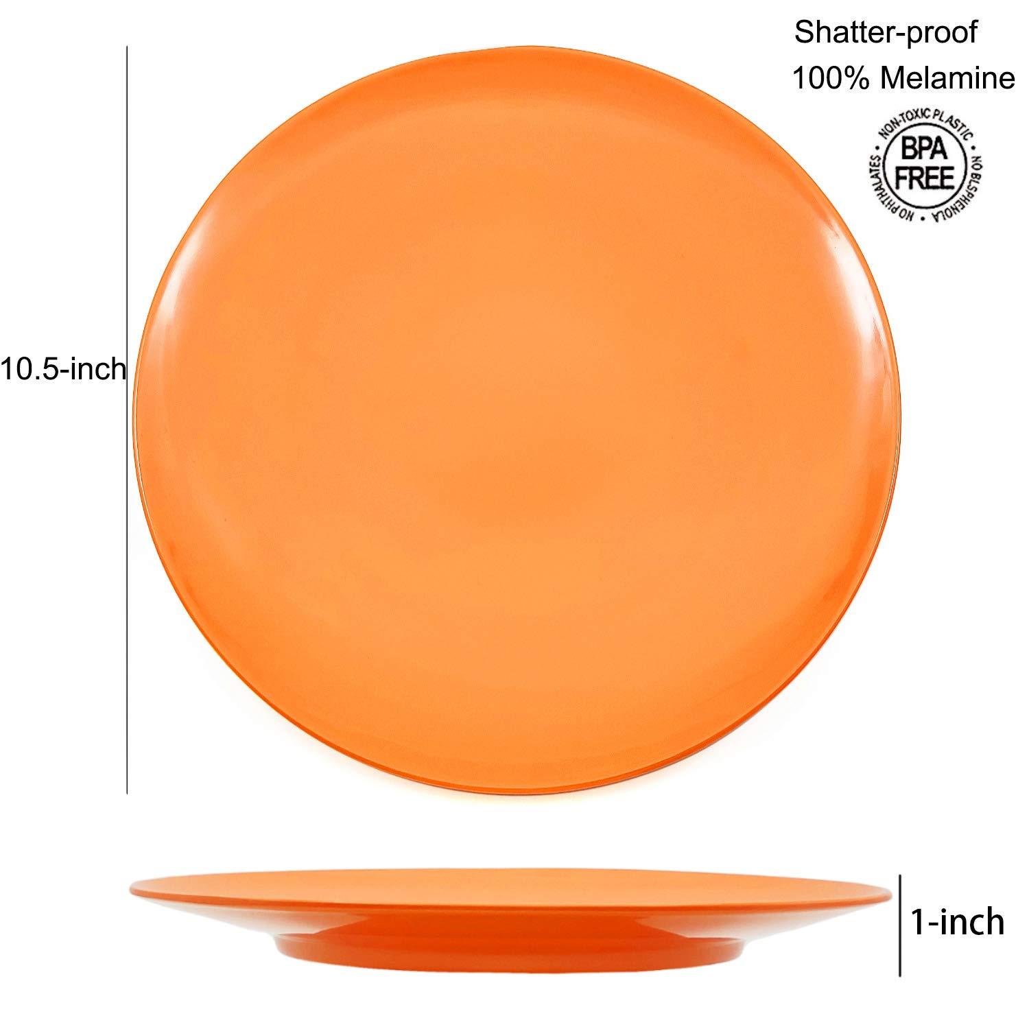 KX-Ware 10.5 inch Melamine Dinner Plates, Set of 6 Multicolor