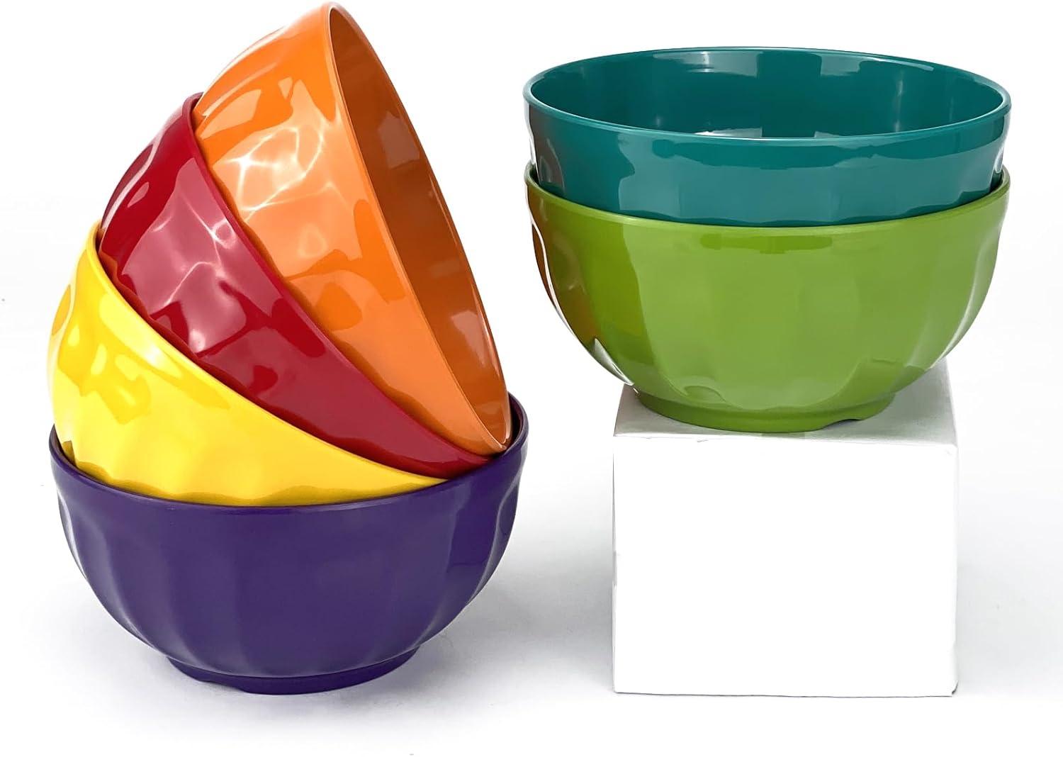 Rainbow Melamine 6-Piece Assorted Color Bowl Set