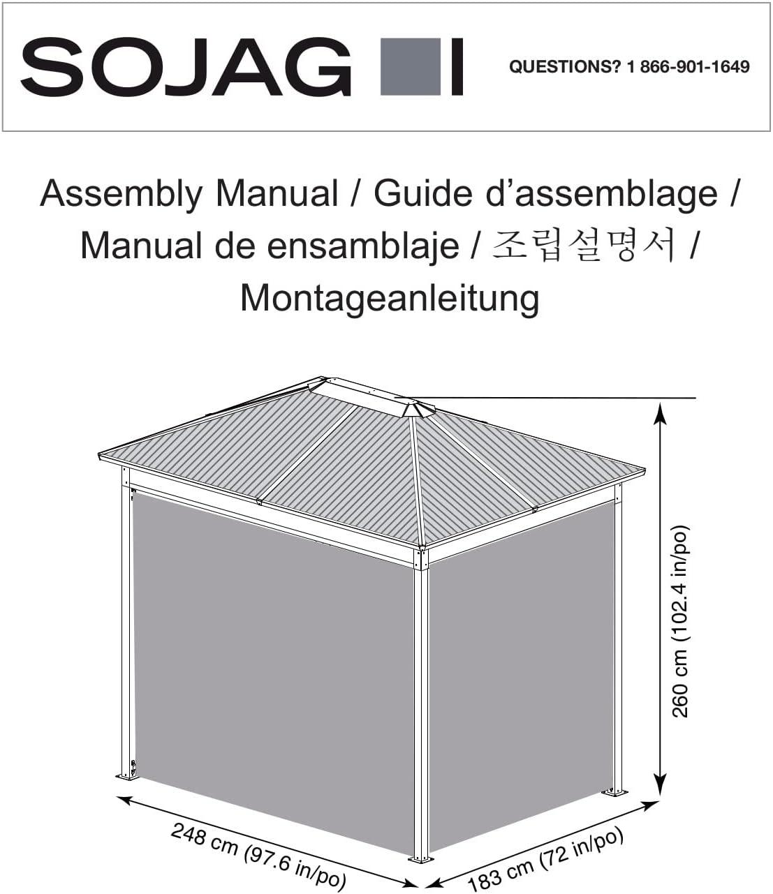 Danxia Black Steel and Polycarbonate 7x9 Ft Gazebo