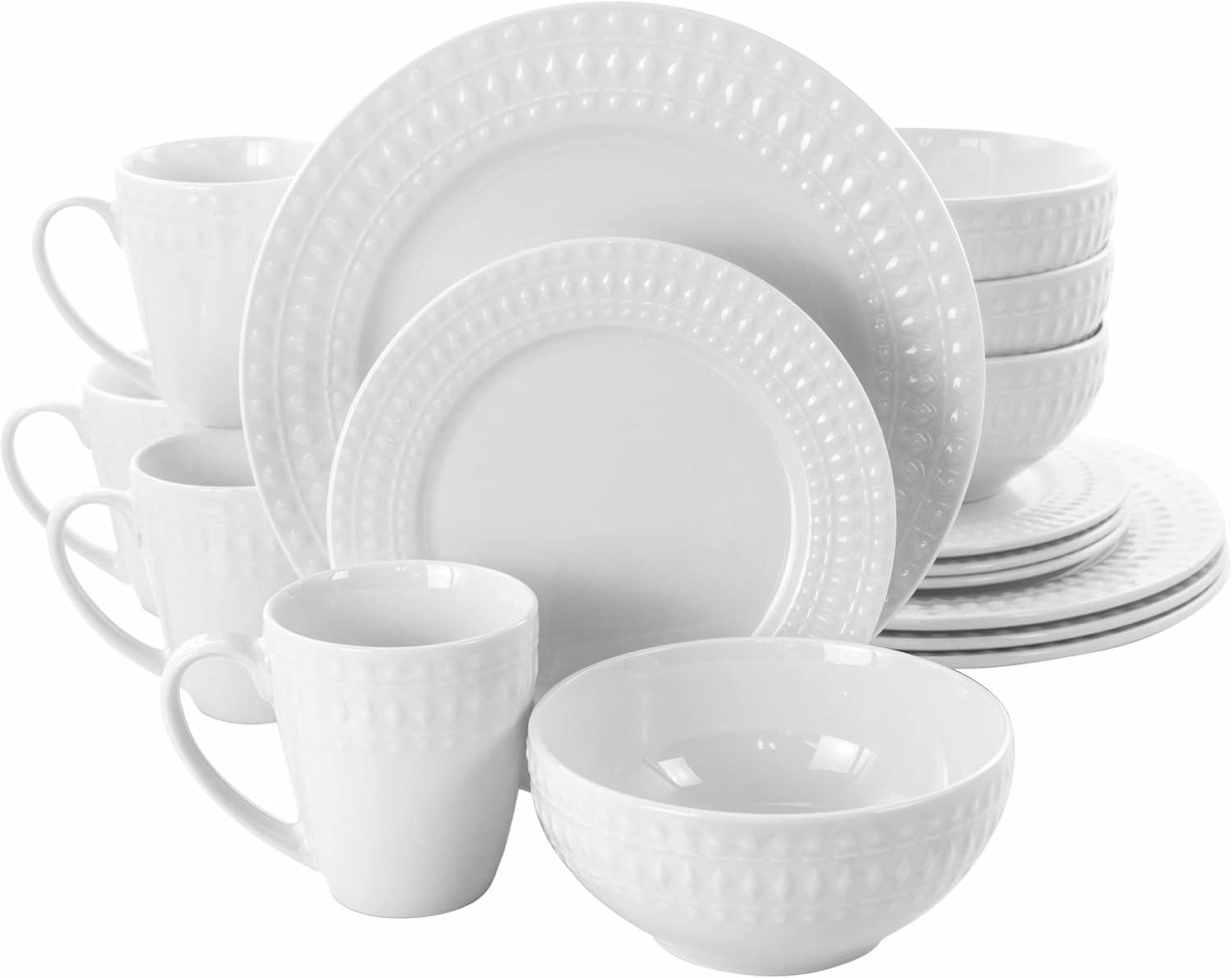 Elama Cara 16 Piece Porcelain China Dinnerware Set - Service for 4