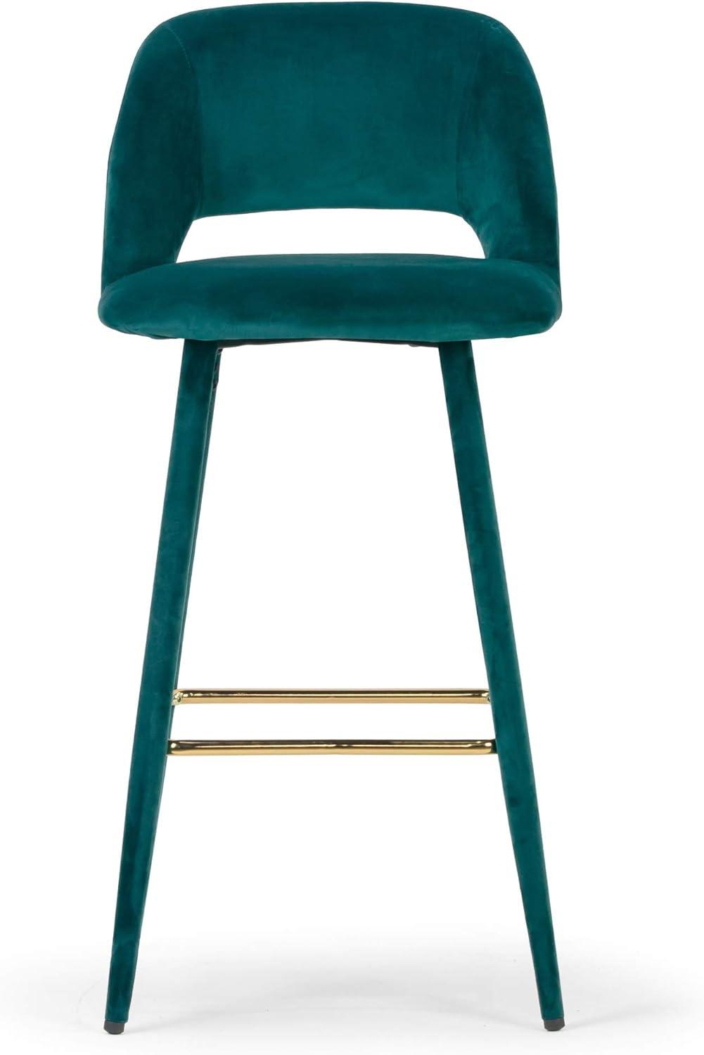 Silver Orchid  Dempster Teal Velvet Barstool (Set of 2)