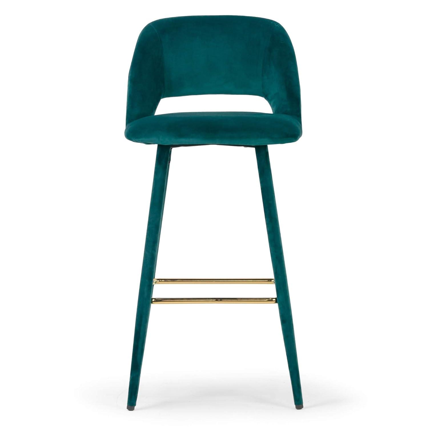 Silver Orchid  Dempster Teal Velvet Barstool (Set of 2)