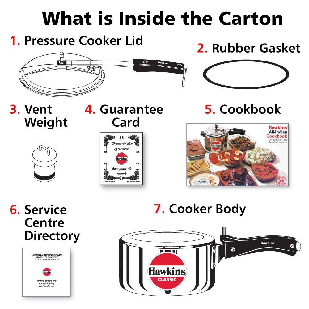 Hawkins Classic 2L Aluminum Pressure Cooker: Stovetop, Cool Touch Handle, Hand Wash, Silver, 1-Year Warranty