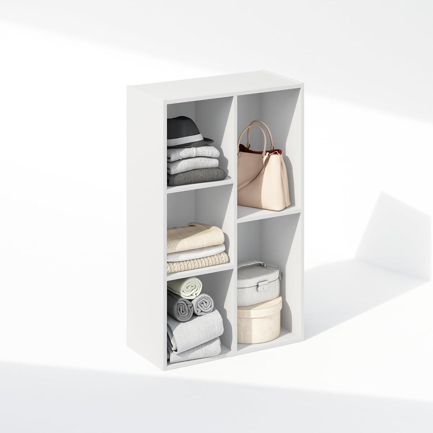 KINOFO 5-Cube Open Shelf Clothing & Closet Storage Organization, White