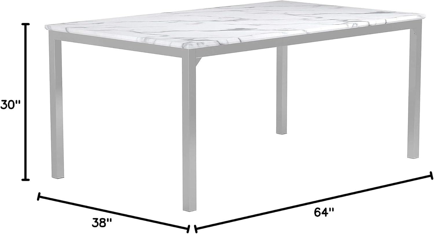 Coaster Athena Rectangle Metal Dining Table with Marble Top in Chrome