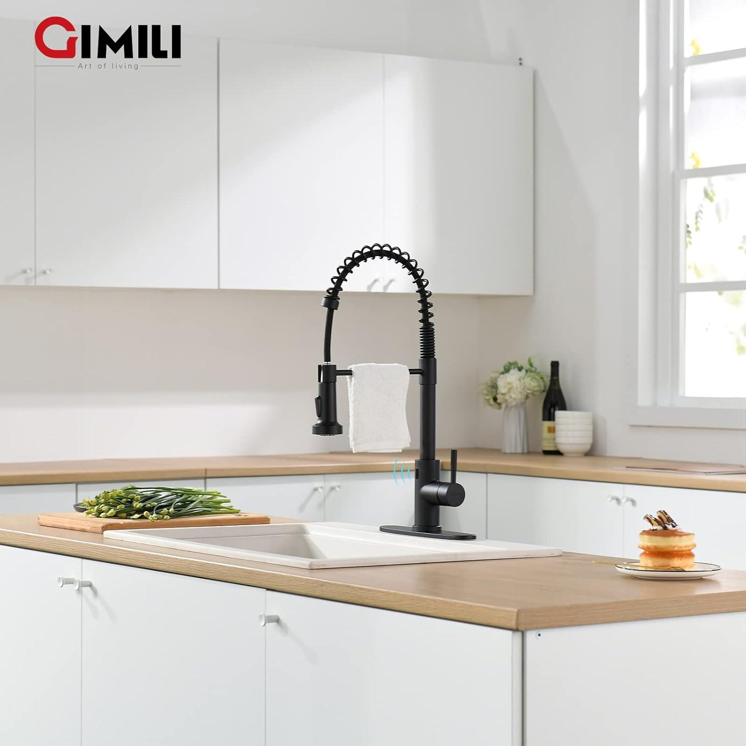 Matte Black Touchless Kitchen Faucet with Pull Down Sprayer