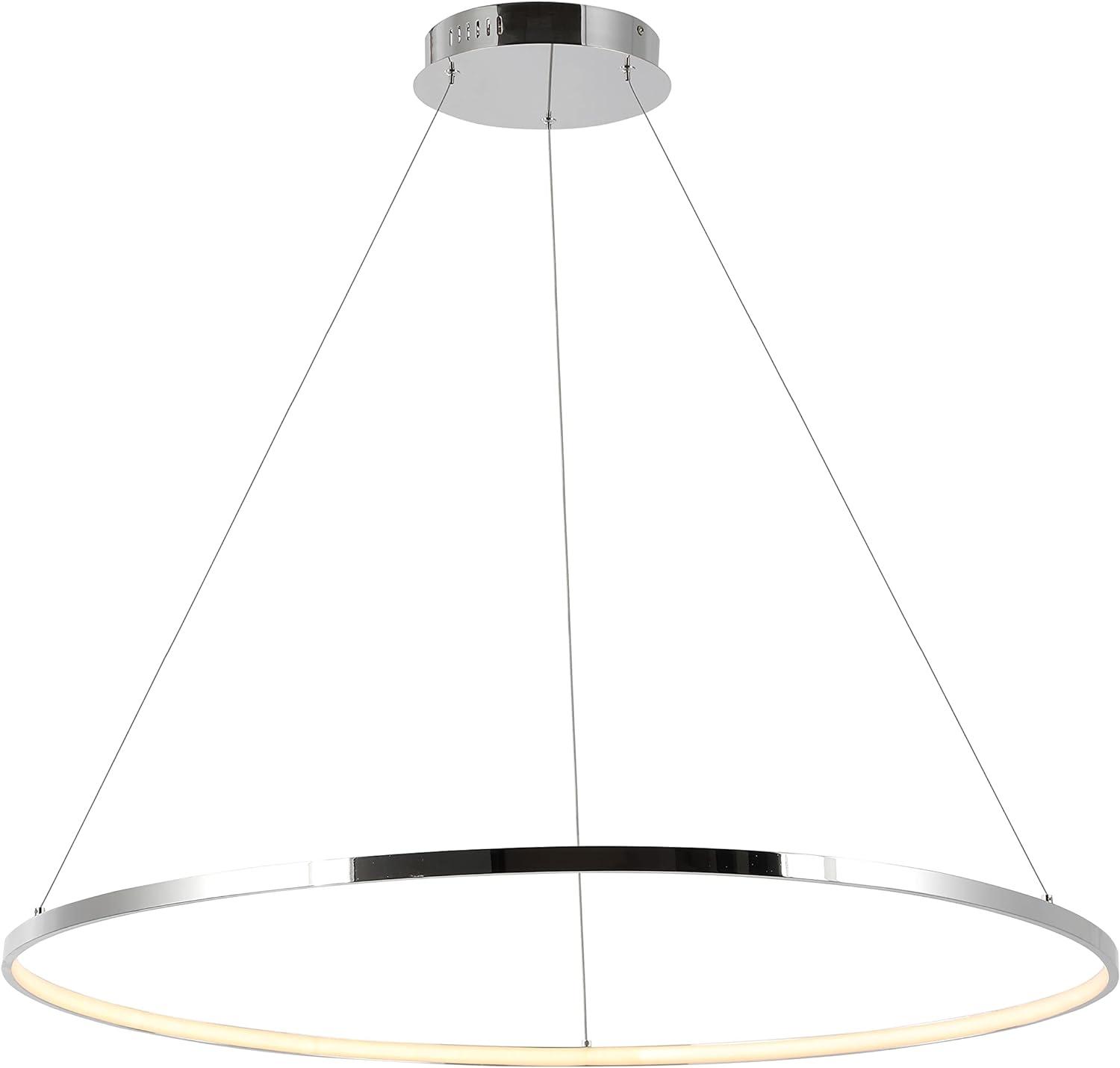 Circulo 34.88" Modern Bohemian Iron Integrated LED Pendant, Chrome