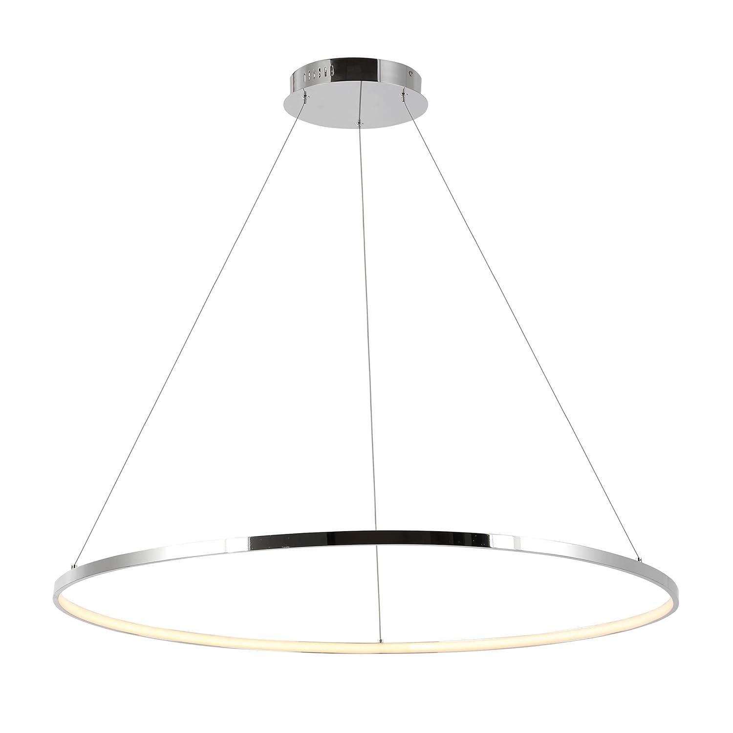 Circulo 34.88" Modern Bohemian Iron Integrated LED Pendant, Chrome