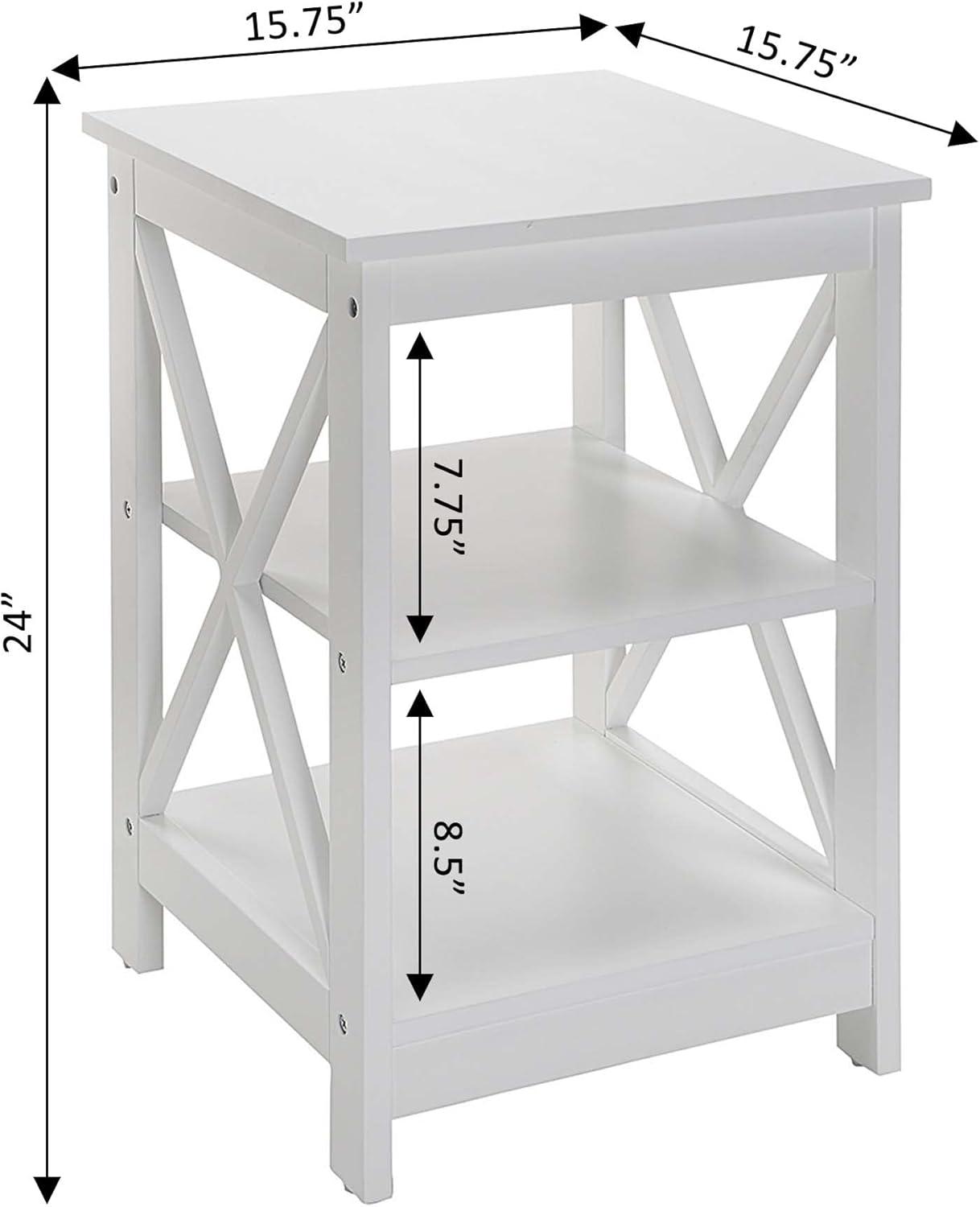 TiaGOC End Table with Shelves, White