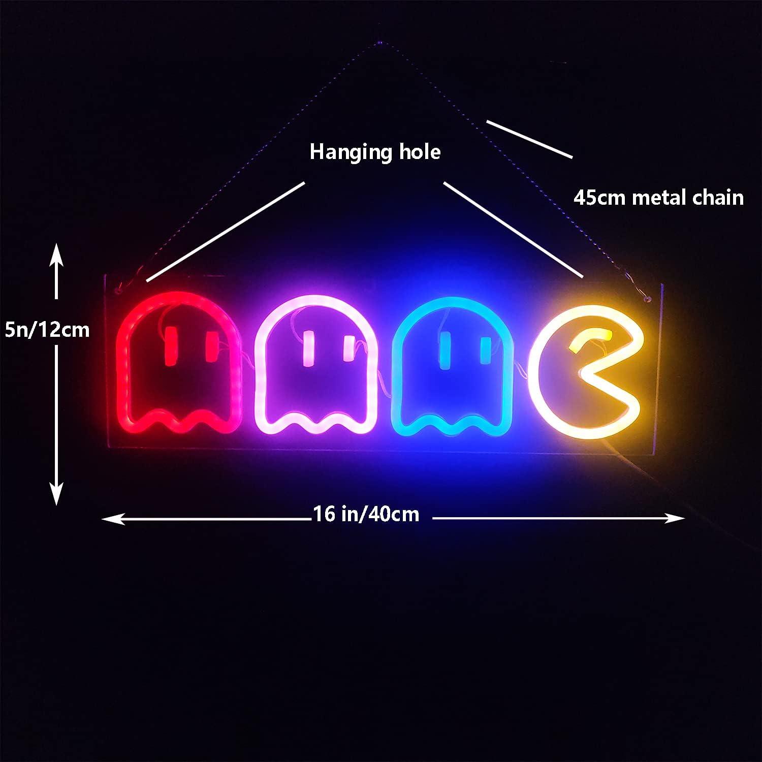 Retro Ghost Neon Wall Light for Kids Room Decor 16''x 6''