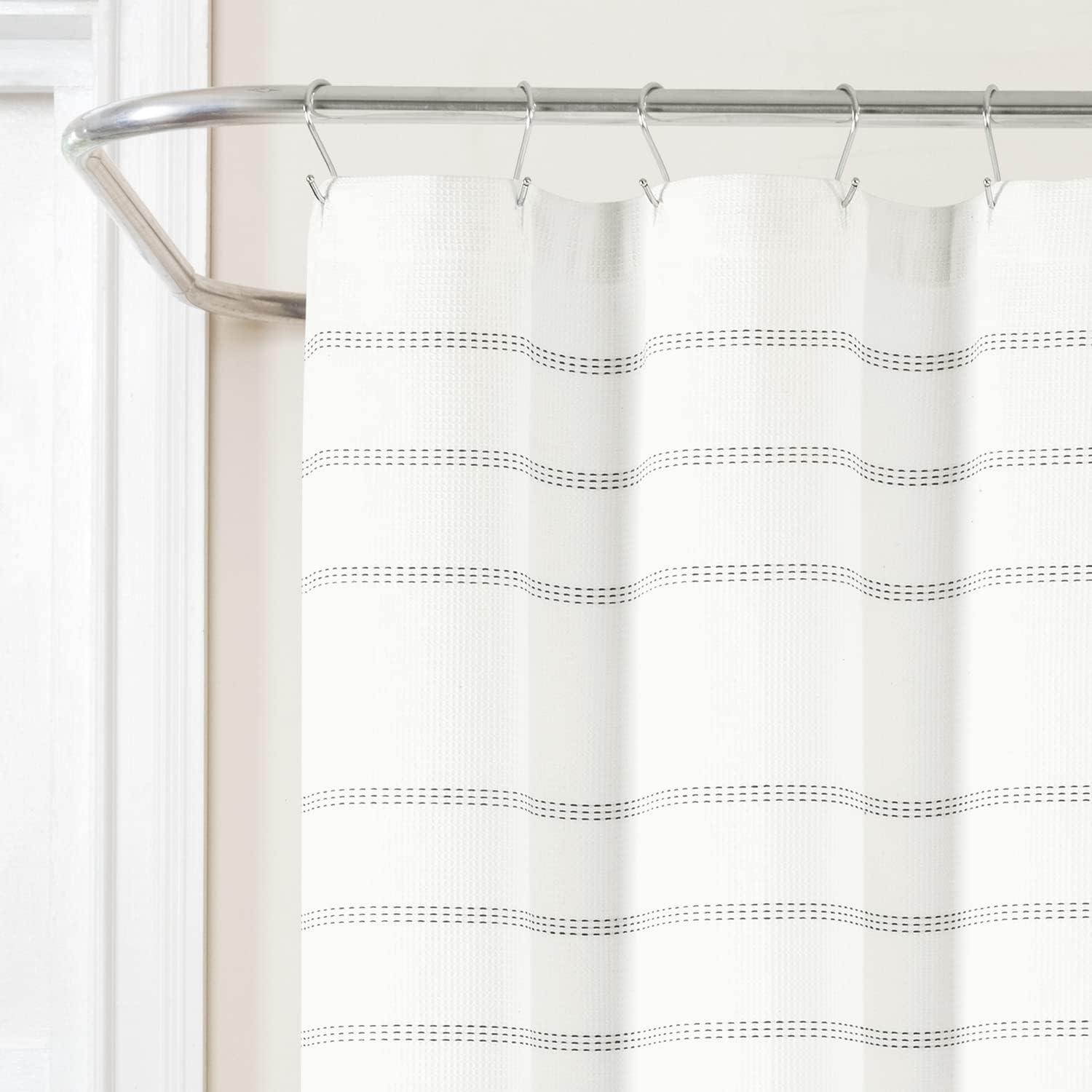 Cotton Blend Striped Shower Curtain