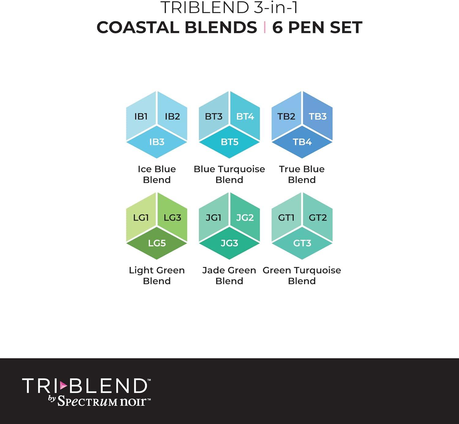 Coastal Blends 6-Piece Alcohol Marker Set with Fine Nibs