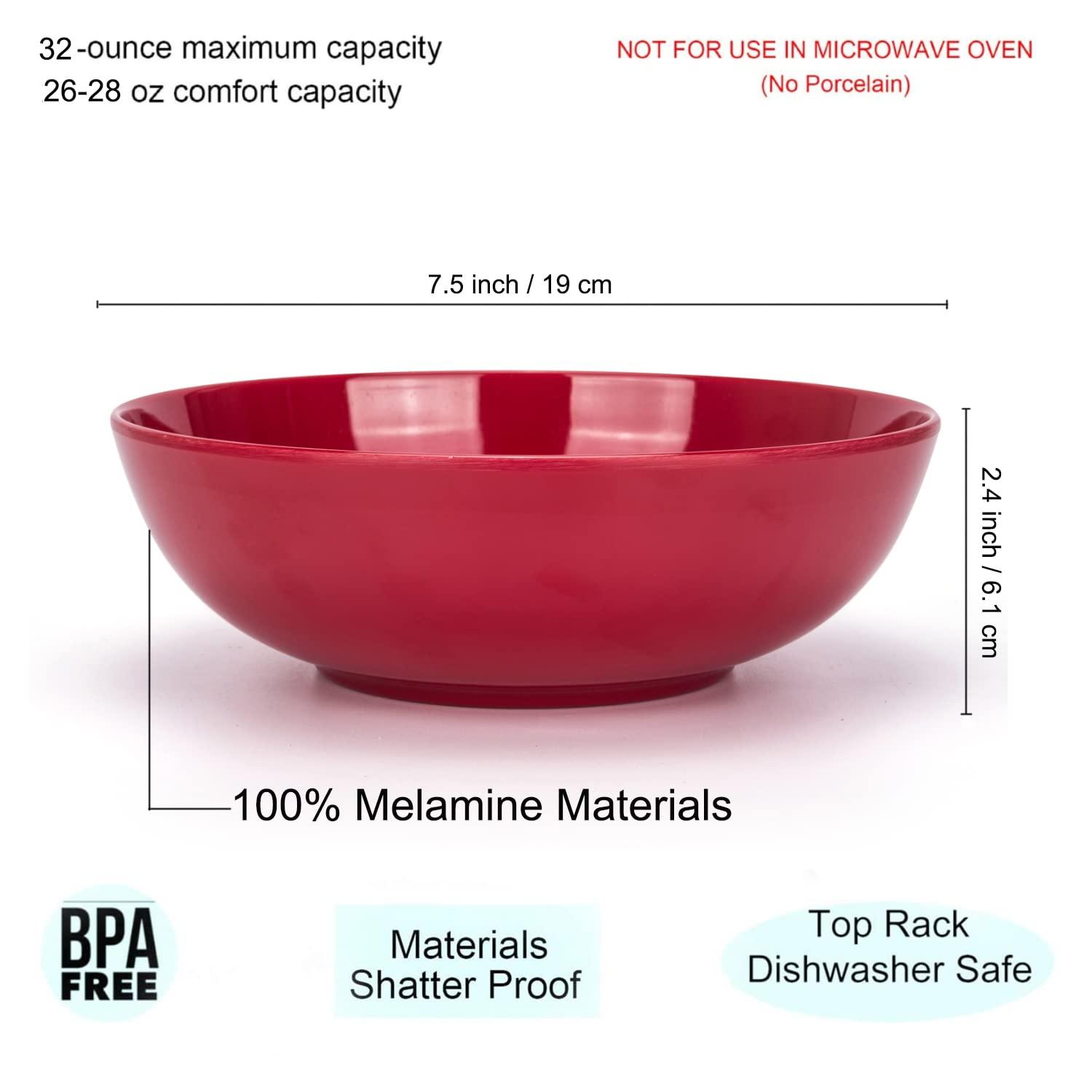 KX-Ware 7.5 inch Melamine Pasta and Salad Bowl, Set of 6 Multicolor