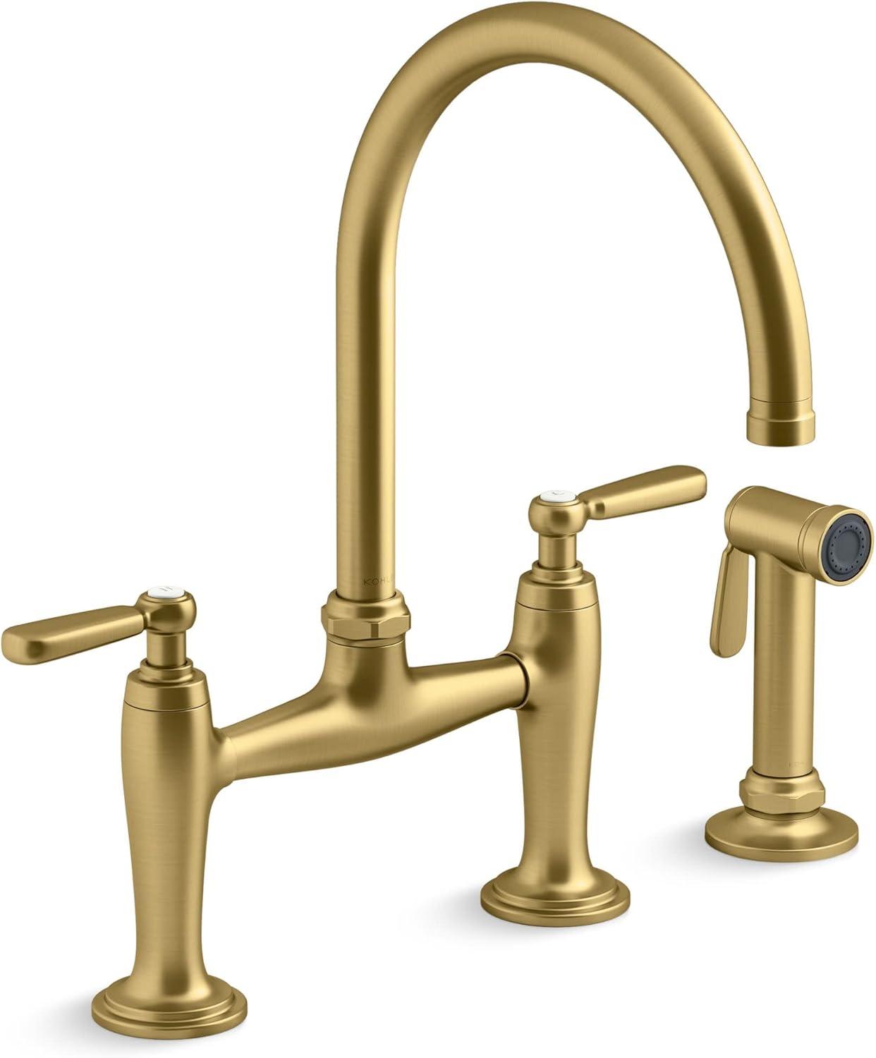 Edalyn by Studio McGee Two-Hole Bridge Kitchen Sink Faucet with Side Sprayer