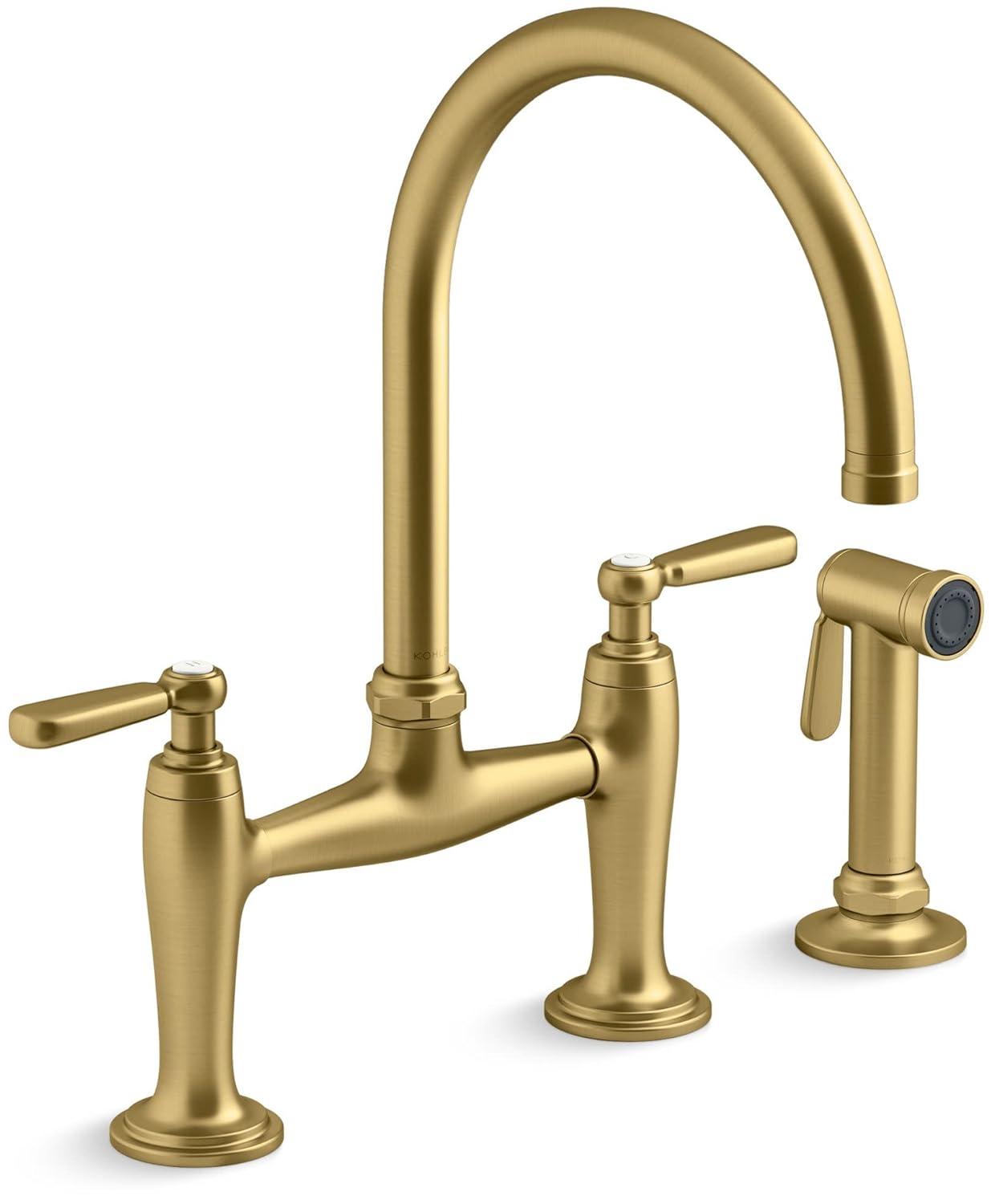 Edalyn by Studio McGee Two-Hole Bridge Kitchen Sink Faucet with Side Sprayer