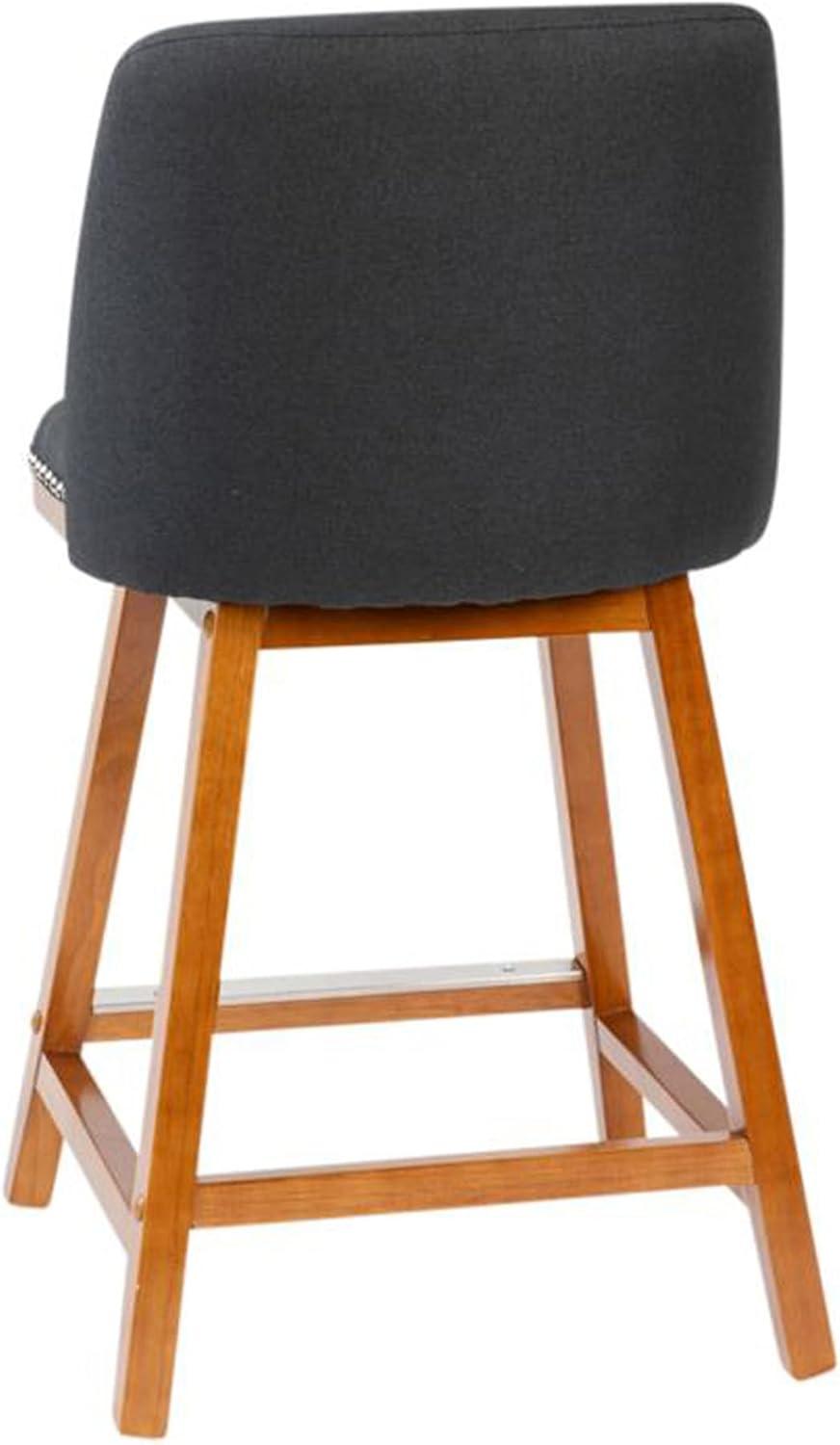 Flash Furniture Julia Set of 2 Transitional Upholstered Barstools with Nailhead Trim and Solid Wood Frames