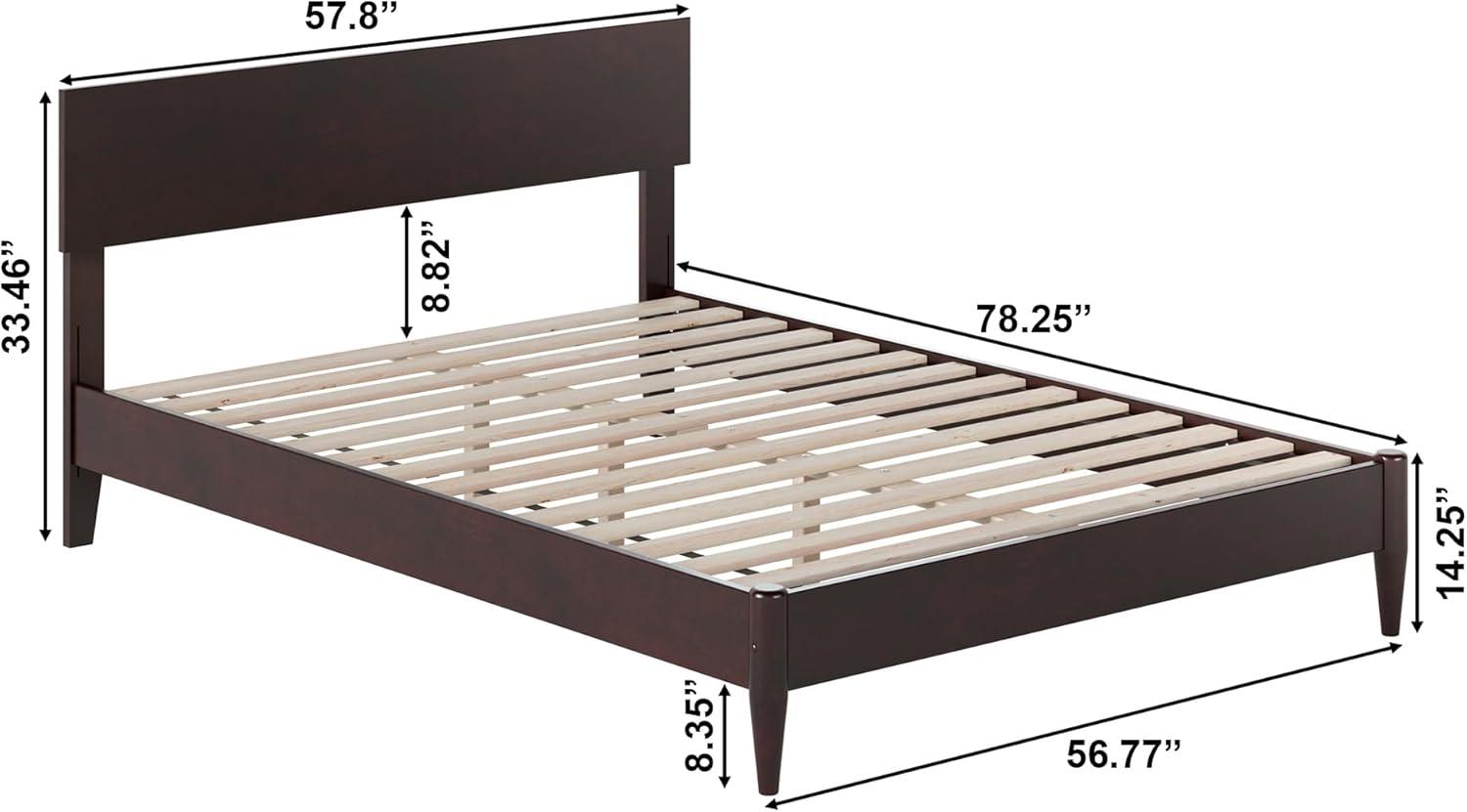 AFI Aria Full Modern Solid Wood Low Profile Platform Bed, Espresso