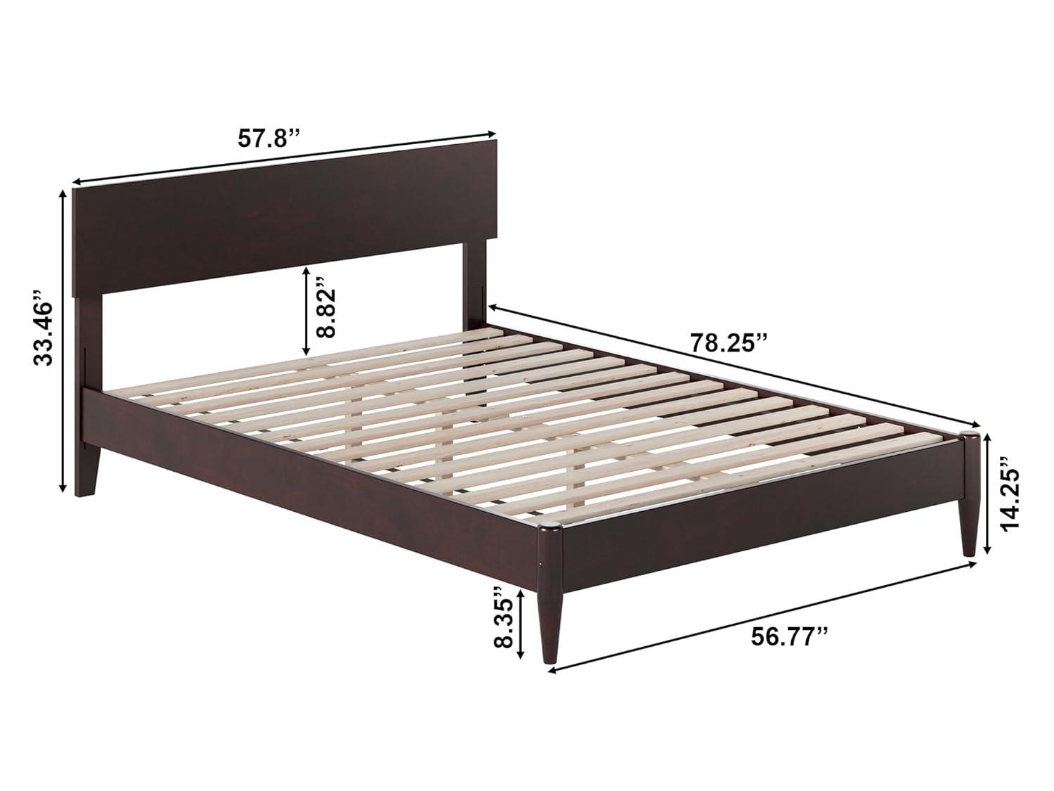 AFI Aria Full Modern Solid Wood Low Profile Platform Bed, Espresso