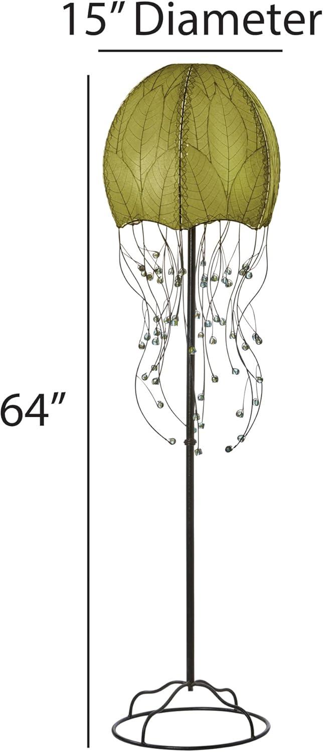Eangee Home Design Jellyfish Large Floor Lamp, Shade Made Of Cocoa Leaves, 15x15x64 Inches