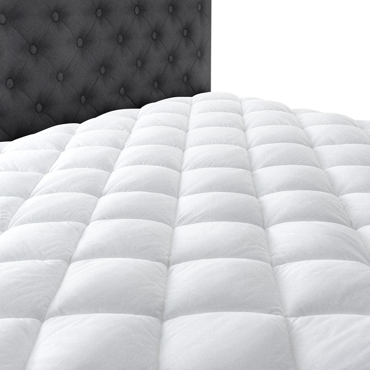 Taupiri King Quilted Mattress Pad Cover with Deep Pocket (8"-21"), Cooling Soft Pillowtop Mattress Cover, Down Alternative Mattress Protector Topper, White