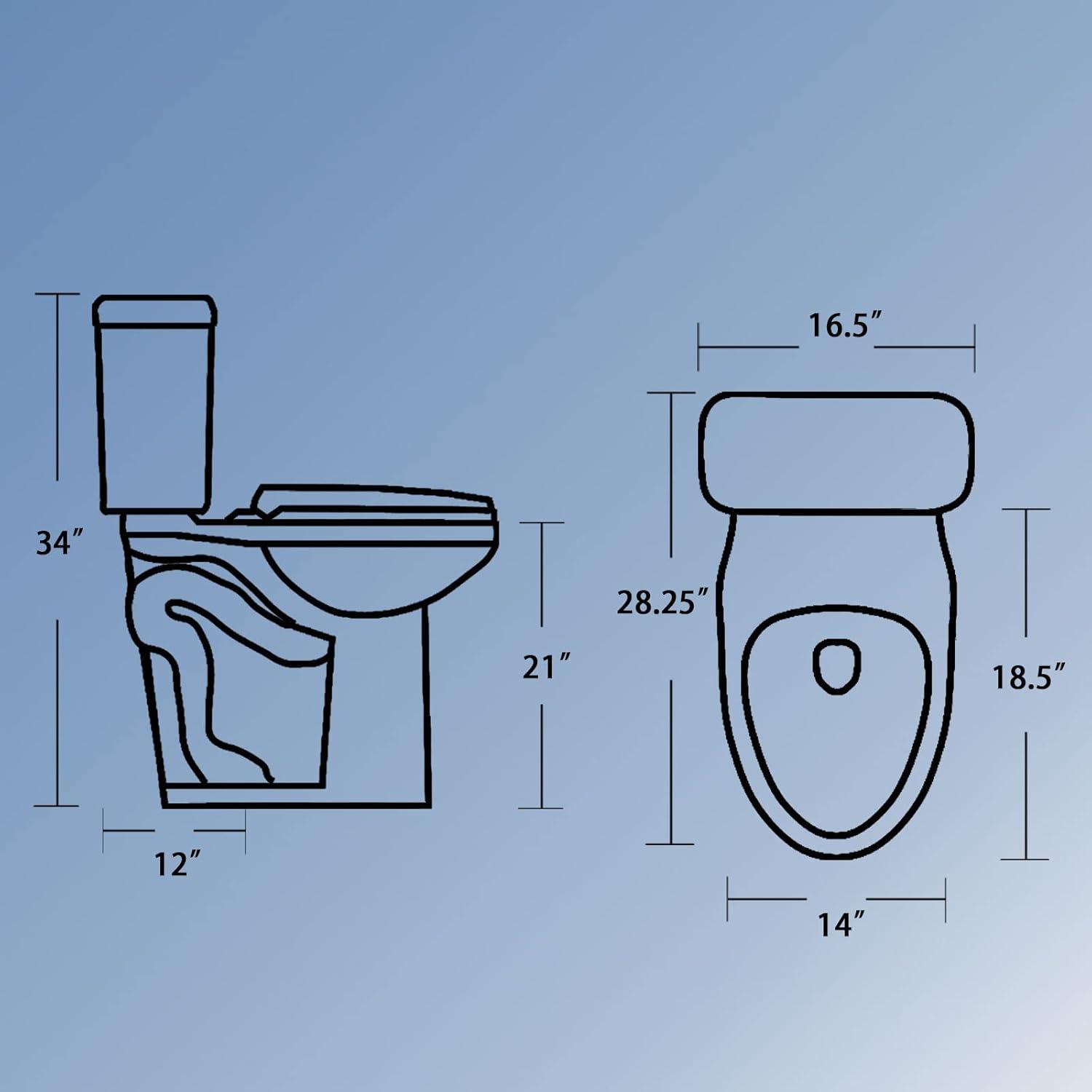 21-Inch White Ceramic Extra Tall Two-Piece Toilet