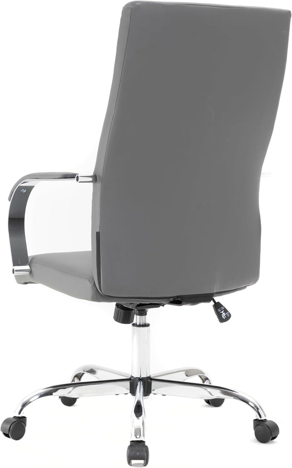 LeisureMod Sonora Modern High-Back Adjustable Swivel Leather Conference Office Chair in Grey