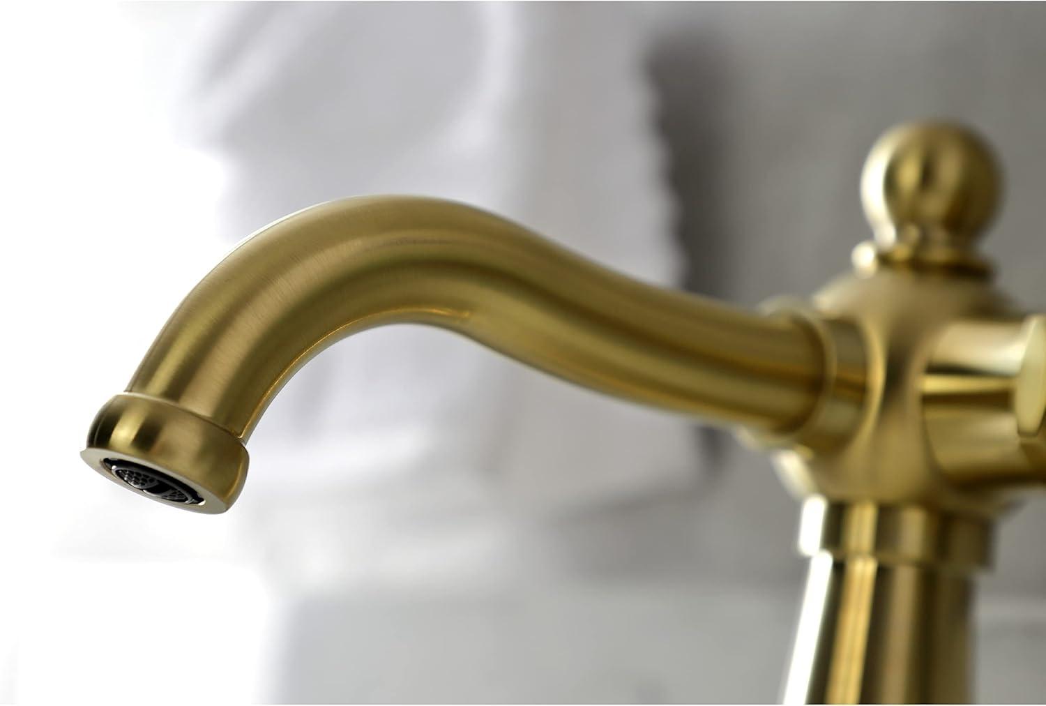 Kingston Brass Nautical Single-Handle 1-Hole Deck Mount Bathroom Faucet with Push Pop-Up and Deck Plate