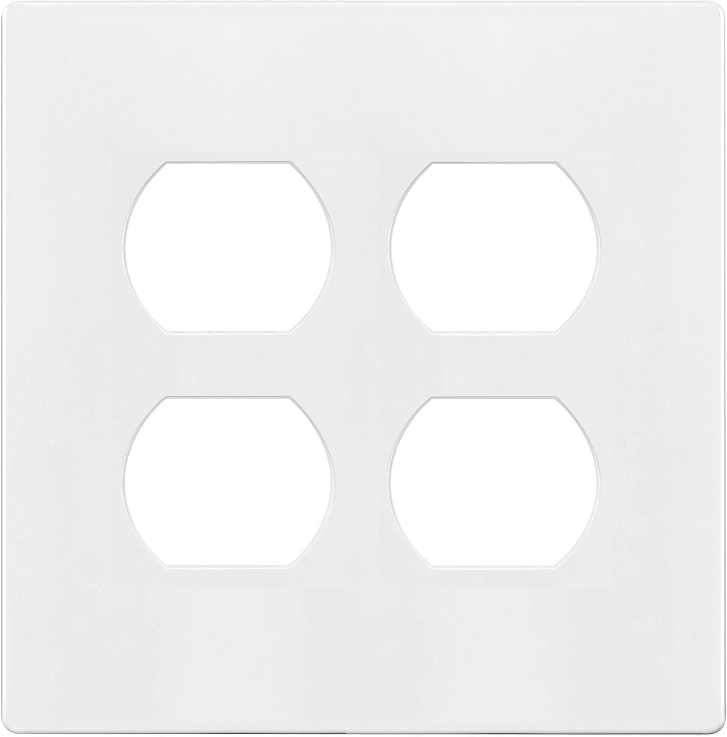 White Polycarbonate Screwless 2-Gang Wall Plate