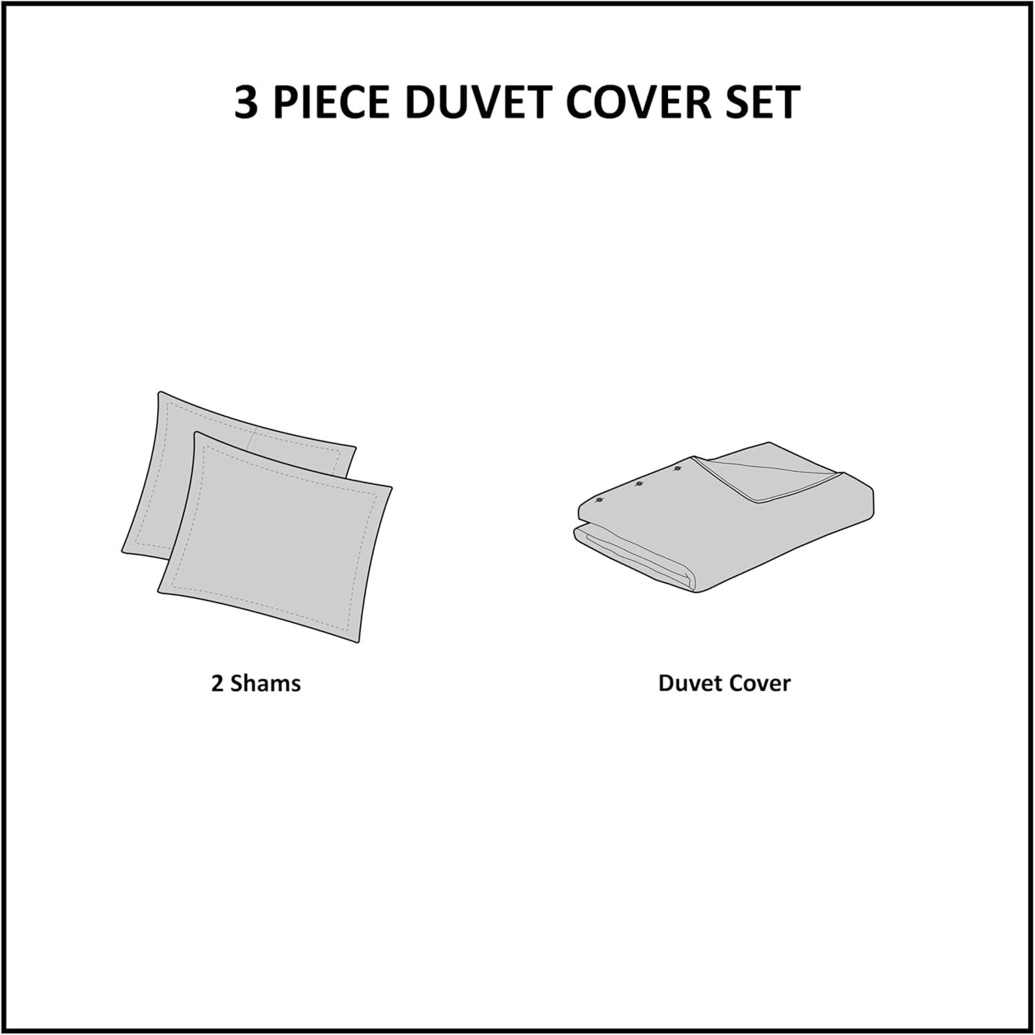 Madison Park Violette 3 Piece Tufted Cotton Chenille Duvet Cover Set