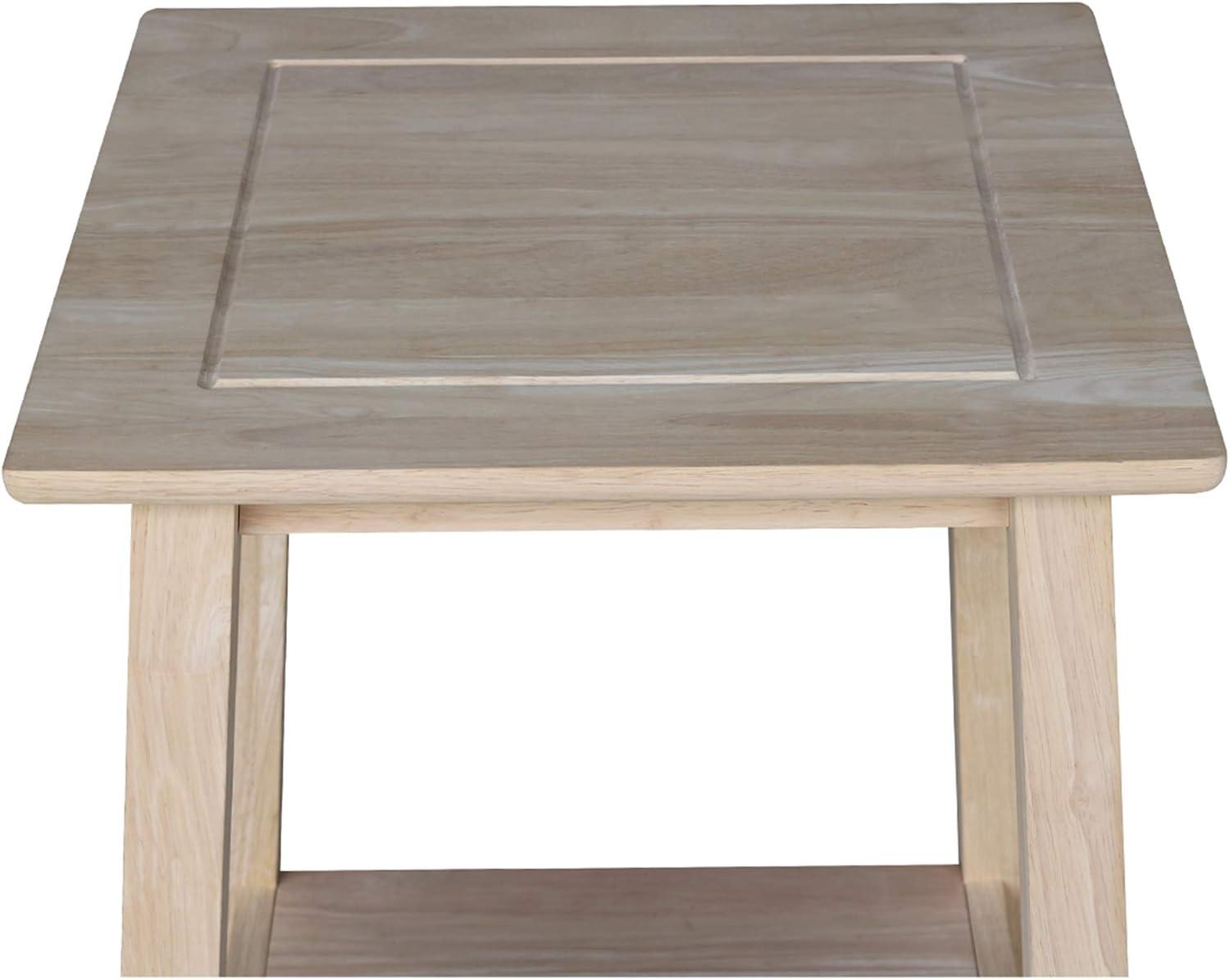 Bombay Tall End Table Unfinished - International Concepts: Hardwood, Square, Fixed Shelf