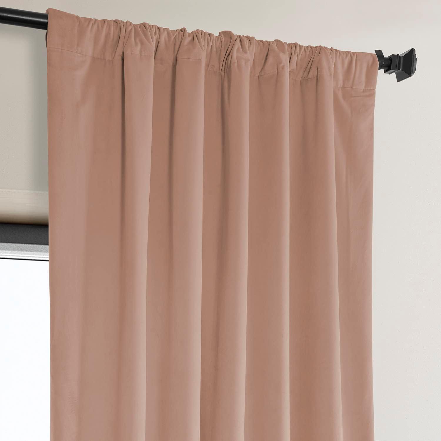 HPD Half Price Drapes Heritage Plush Velvet Curtains 108 Inches Long Room Darkening Curtains for Bedroom & Living Room 50W x 108L, (1 Panel), Peach Blossom