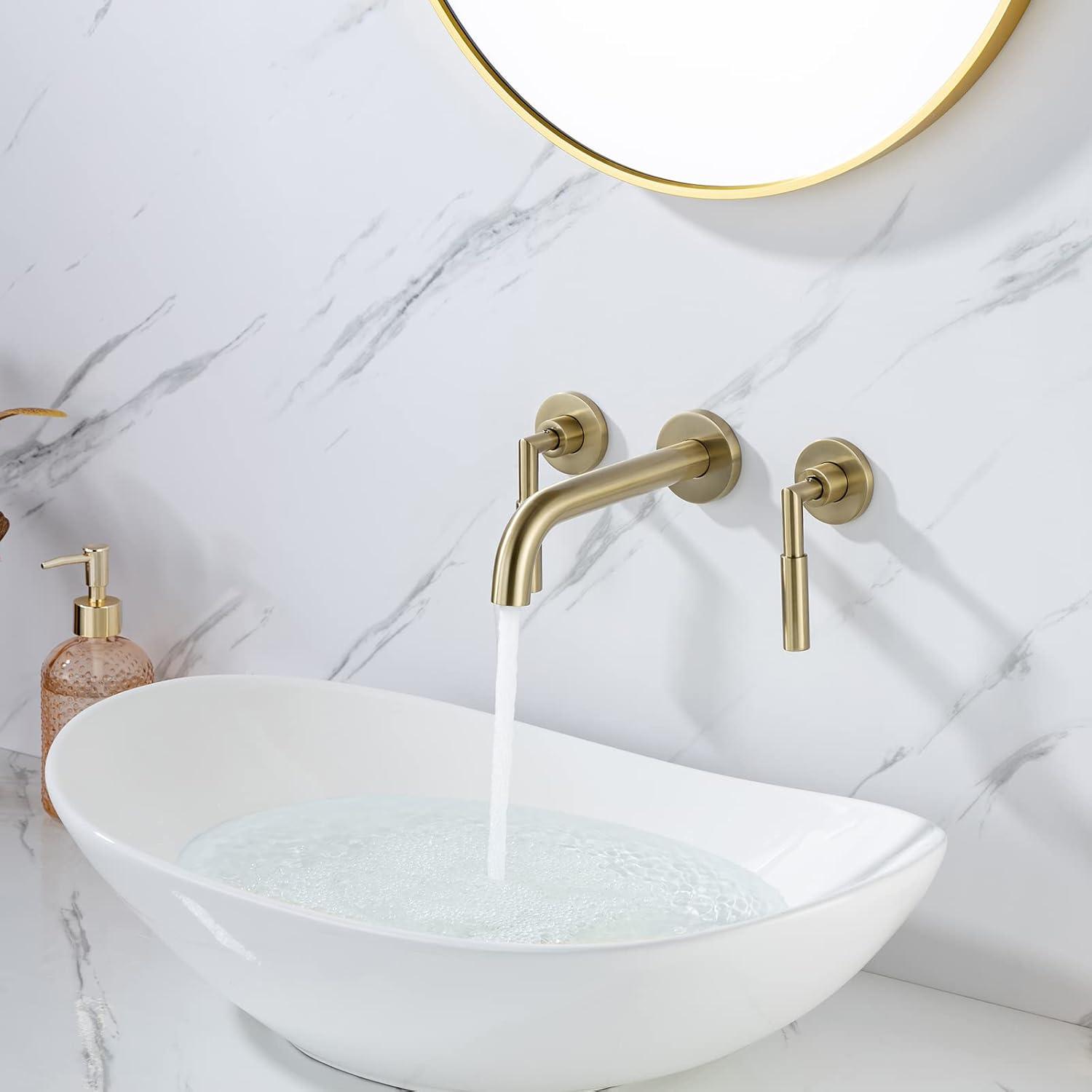 10.08" Widespread Bathroom Faucet 3 Hole, 2-handle Bathroom Sink Faucet with Drain Assembly