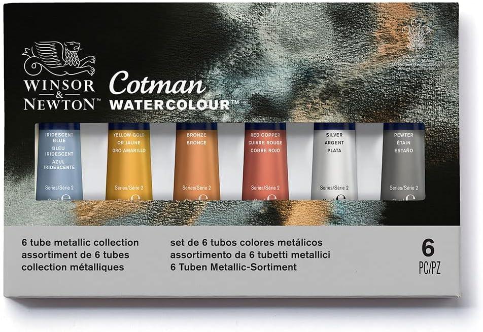 Winsor & Newton Metallic Watercolor Tube Set, 6 Colors