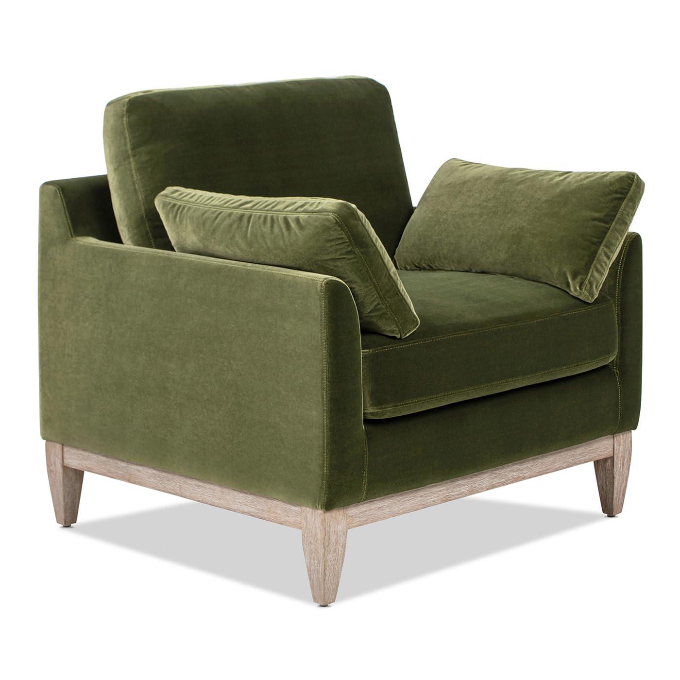 Jennifer Taylor Home Pasadena Modern Farmhouse Arm Chair, Olive Green Performance Velvet