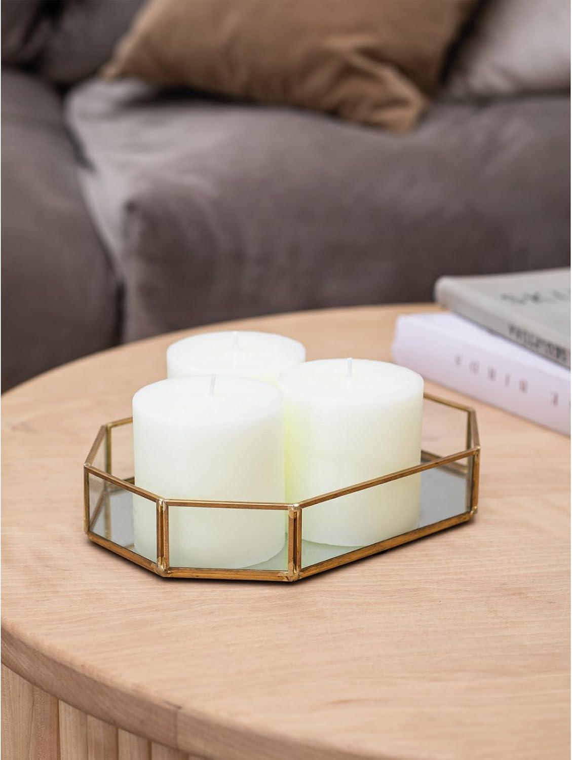 CANDWAX 3x3 Pillar Candle Set of 3 - Decorative Candles Unscented and No Drip Candles - Ideal as Wedding Candles or Large Candles for Home Interior - Ivory Candles Pillar 3x3