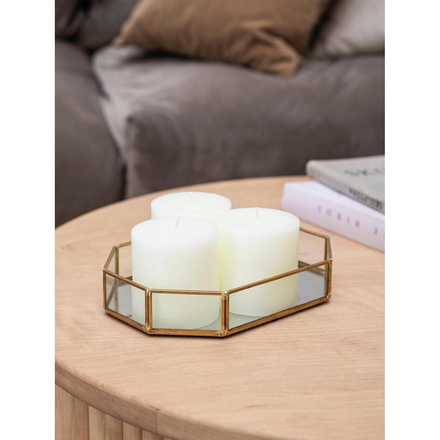 CANDWAX 3x3 Pillar Candle Set of 3 - Decorative Candles Unscented and No Drip Candles - Ideal as Wedding Candles or Large Candles for Home Interior - Ivory Candles Pillar 3x3