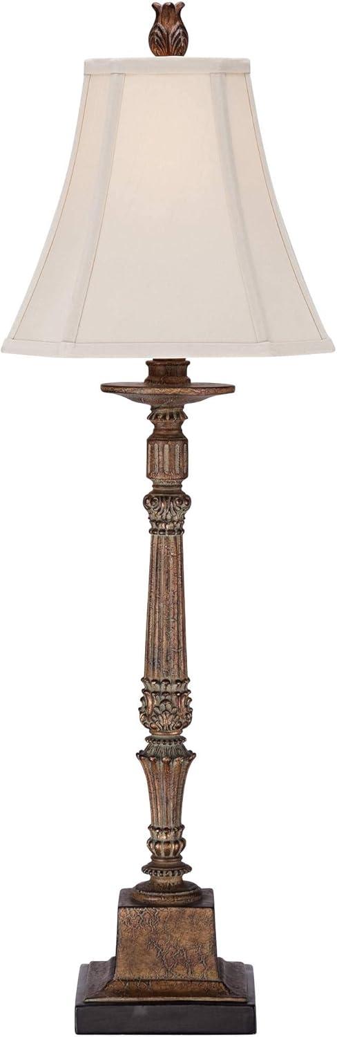 Regency Hill Thornewood 35 1/2" Tall Large Traditional End Table Lamp Brown Single Beige Shade Console Living Room Bedroom Bedside Nightstand House