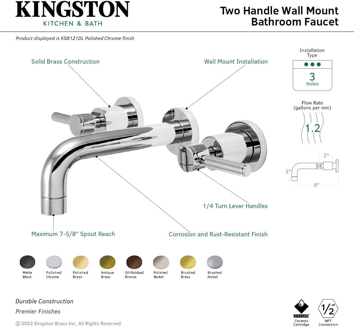 Kingston Brass Concord Two-Handle 3-Hole Wall Mount Bathroom Faucet