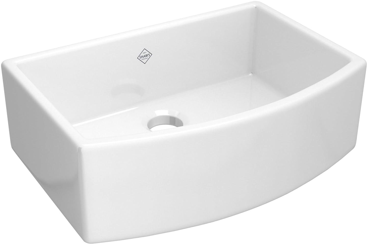 Waterside 30" Single Bowl Farmhouse Bowed Apron Front Fireclay Kitchen Sink