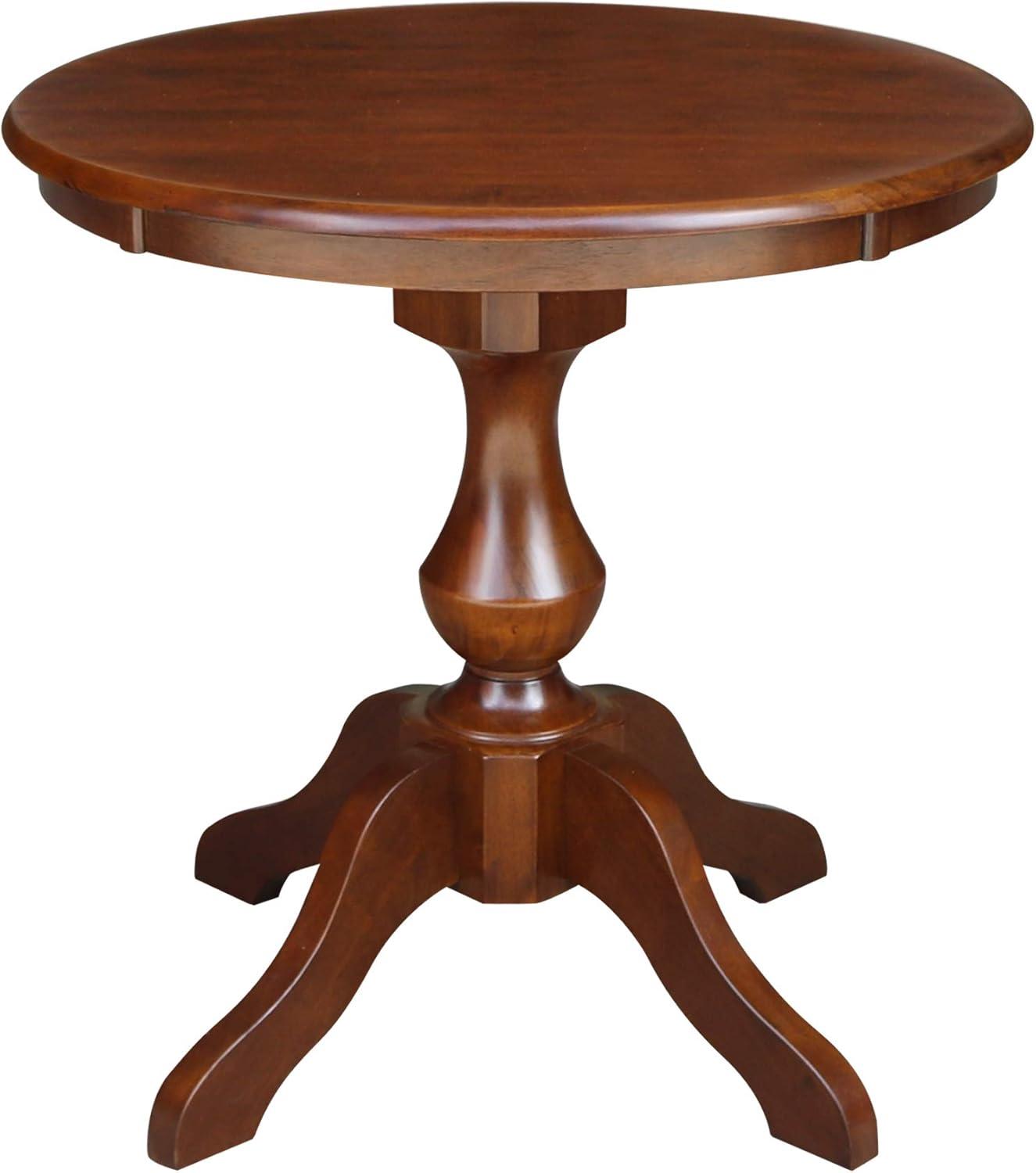 Espresso French Country Round Wood Pedestal Dining Table, Seats 4